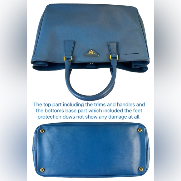 12 Prada Galleria Baltic Blue Saffiano Large Tote - Picture 2 of 11